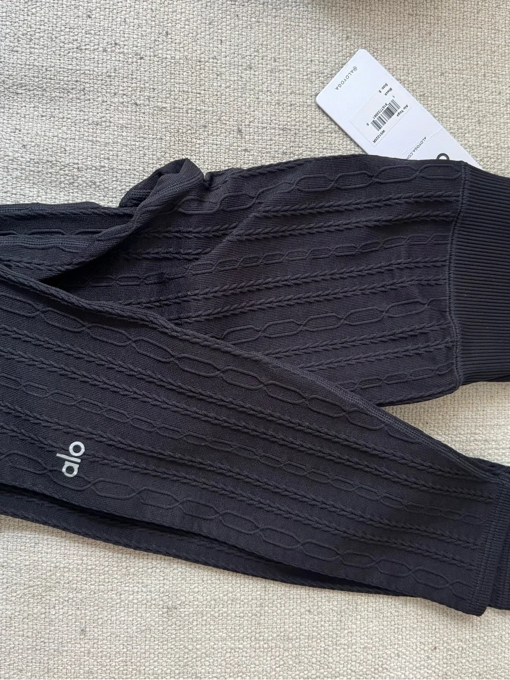 Alo black cable knit set NWT